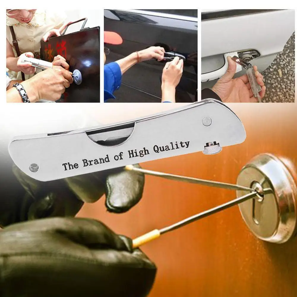 

6-in-1 Foldable Door Lock Opener Set Unlocking Tool Tension Wrench + L H7M4