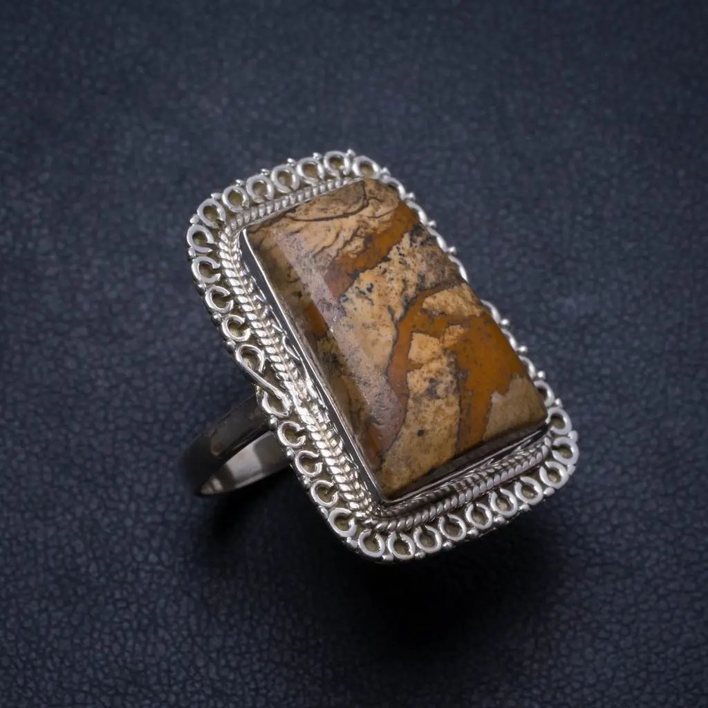 Натуральная картина яшма ручная работа уникальное женское серебряное кольцо