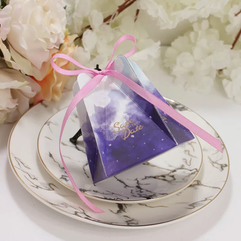 

50pcs Paper Candy Box Handmade With Ribbons For Wedding Party Birthday Baby Shower Decoration Supplies