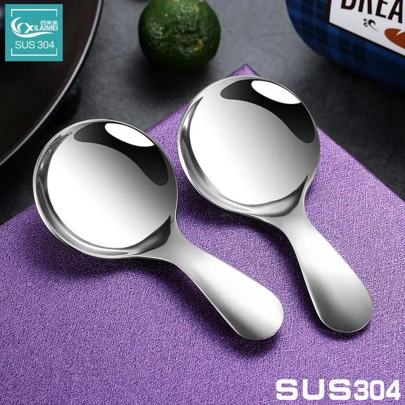 Маленькая круглая ложка из нержавеющей стали 304 Детская портативная коробка для
