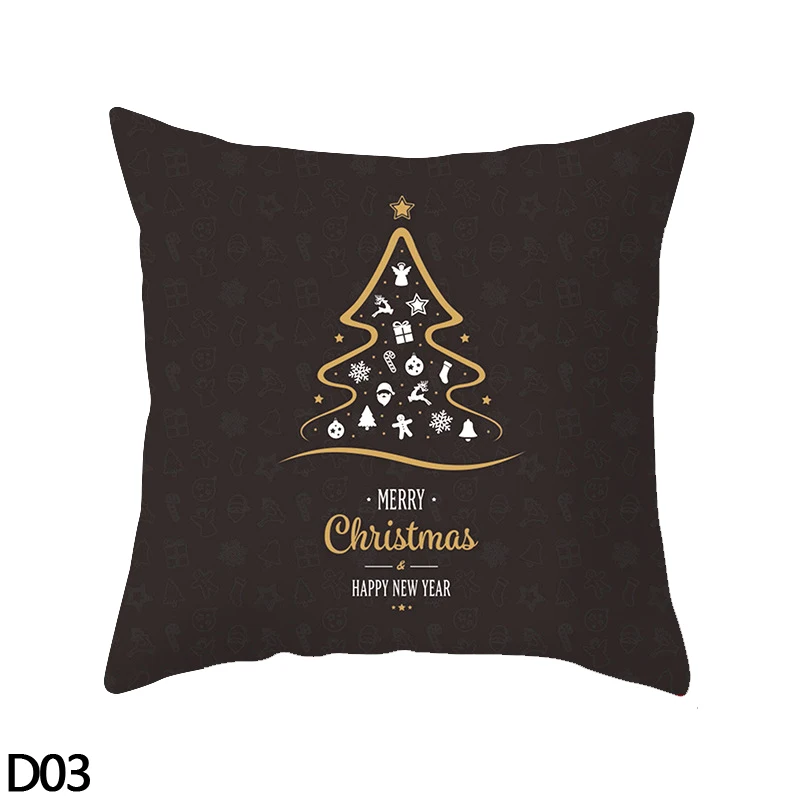 D03 xmas tree Санта Клаус веселая Рождественская наволочка для подушки, чехол для дивана, дома, кровати автомобиля, наволочка из полиэстера, Рождественские декоративные наволочки 45*45 см - Цвет: D03 xmas tree