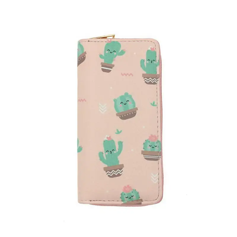 KANDRA Summer Cactus Plant Printing Women Long Wallet Fashion PU Leather Coin Purse Phone Case Ladies Card Holder Clutch Bag - Цвет: W346 Style2