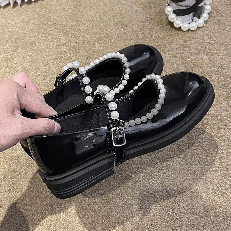 

Shoes Woman Flats Casual Female Sneakers Pearl Decorateion Low Heels Round Toe All-Match Modis Oxfords Dress Summer Beading New