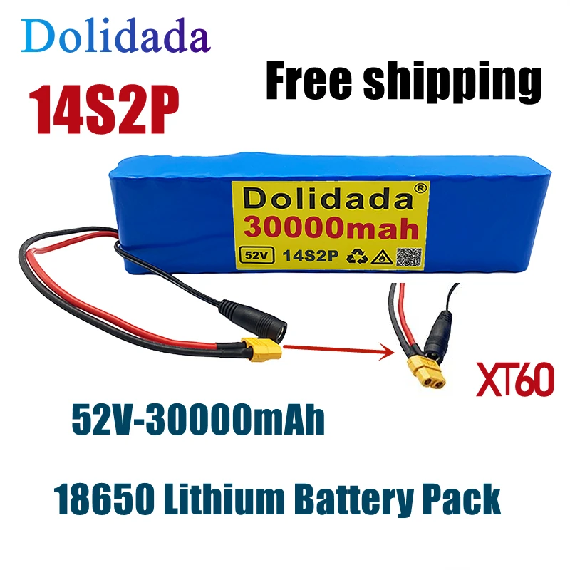 

2021 NEW 52V 14S2P 30000mAh 18650 800W lithium battery for balance car, electric bicycle, scooter, tricycle