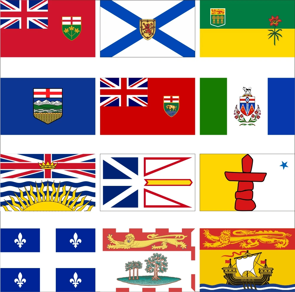 

Canada 13 Provinces Flag 3X5ft 90X150cm 100D Polyester Quebec And British 60x90cm 21x14cm Banner