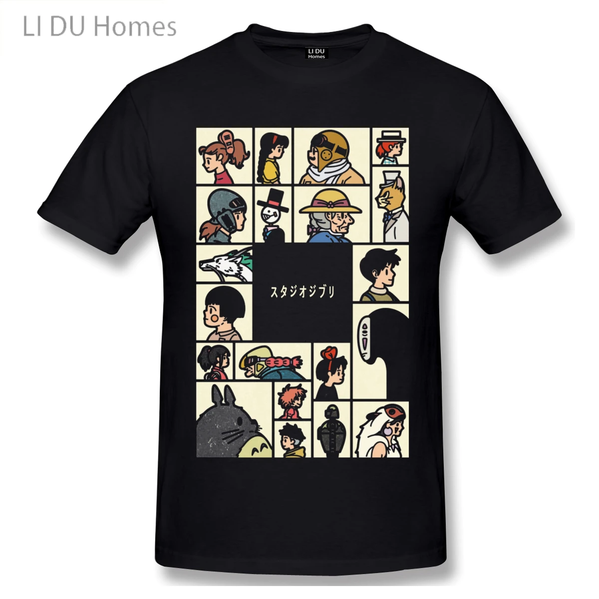 

LIDU Princess Mononoke Anime Spirited Away Totoro Men Tshirt Big Size Cotton Short Sleeve Tee Shirts Homme