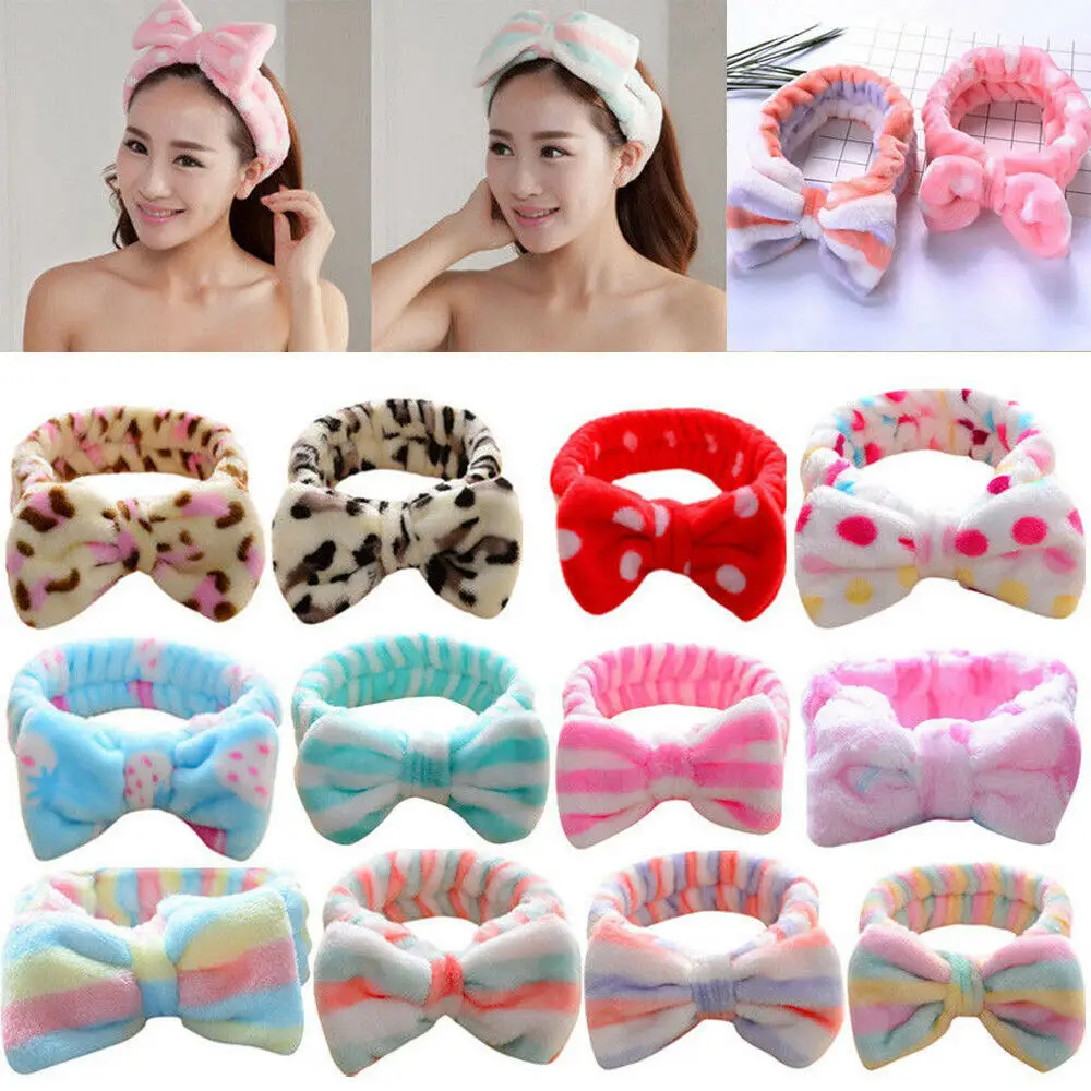 

Женский фланелевый бантик, мягкая застежка для волос, для макияжа, для ванны, для душа, спа, повязка для волос, для мытья лица