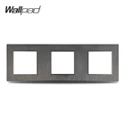 Тройная черная панель Wallpad S6 для самостоятельной сборки, из матового поликарбоната, для настенного выключателя, с имитацией алюминиевой пластины, без комбинации, 258*86 мм