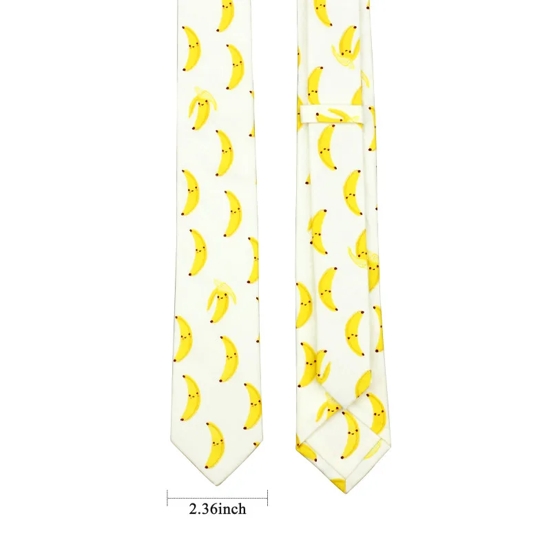 HAWSON Ties for Men Fruit Pattern Banana Cartoon Mens Slim Skinny Tie Casual Dress, Mens Gift, Gift for Boyfriend