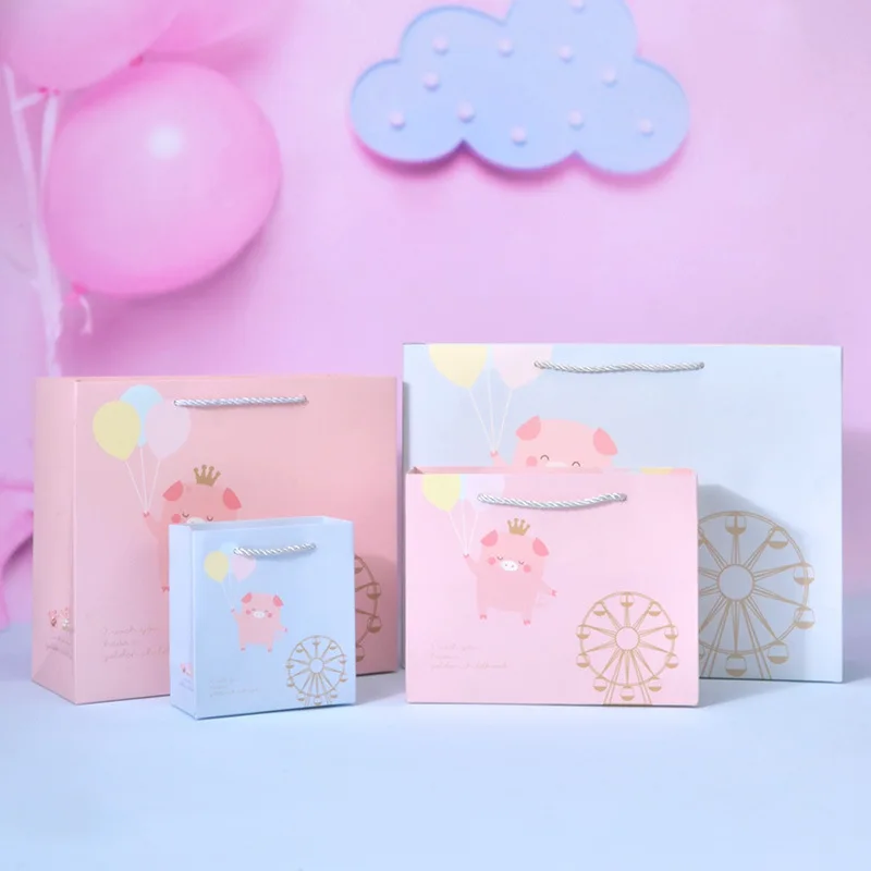 Мультяшная милая розовая свинка девочка мальчик Подарочный пакет воздушный шар