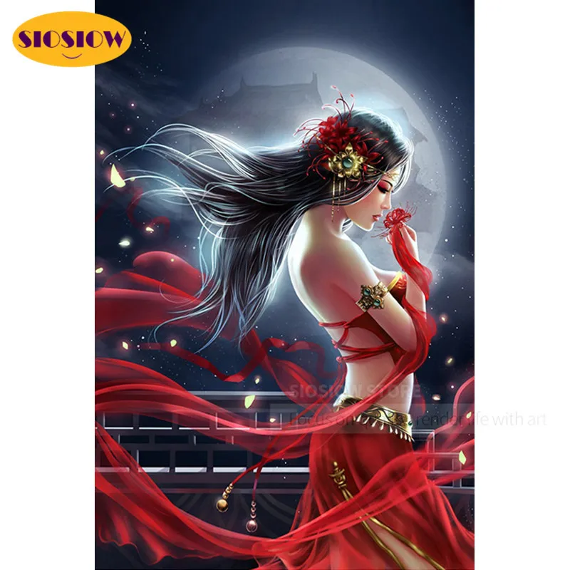 5D DIY Diamond Painting Anime Beauty Woman Poster Crystal Full Drill Square 3D Embroidery Cross-stitch Bedroom Decorate | Дом и сад