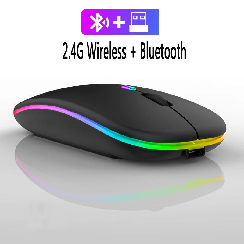 2 4G Беспроводной + Bluetooth 5 0 Мышь геймер RGB светильник игровой офисные бесшумный
