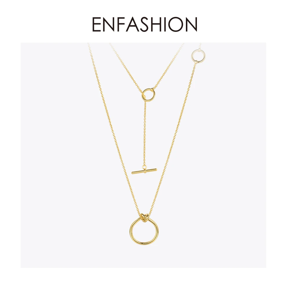 Enfashion, Классические Подвески с узором из узлов, ожерелье, s, нержавеющая сталь, золотой цвет, колье, ожерелье для женщин, длинная цепочка, ювелирное изделие, колье