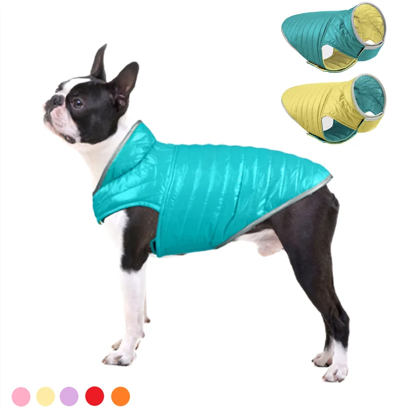 

Waterproof Pet Big Small Dog Clothes Reversible Warm Jacket For Large Puppy Thicken Vest Coat French Bulldog Chihuahua Winter