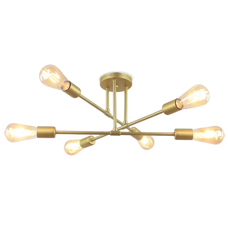 Nordic Iron Lights Retro Industrial LED Ceiling Light Multiple Rod Wrought For Living Room Kitchen lustre | Освещение