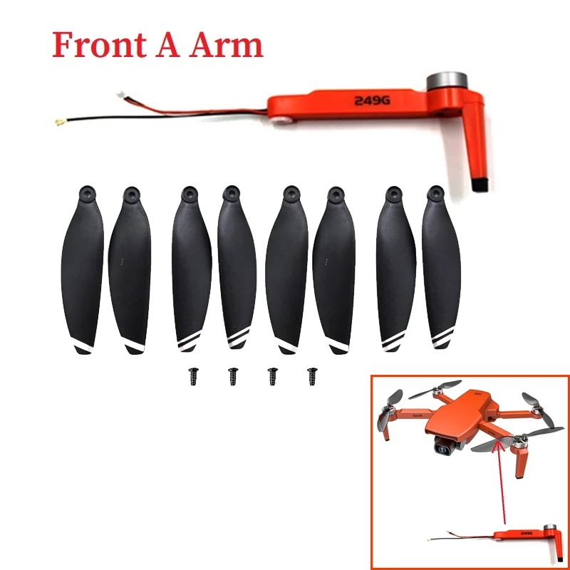 

Sg108 SG-108 RC GPS Drone Arm With Brushless Motor + 8PCS Propeller Maple Leaf Blade Spare Part Kit Accessory Orange Arm