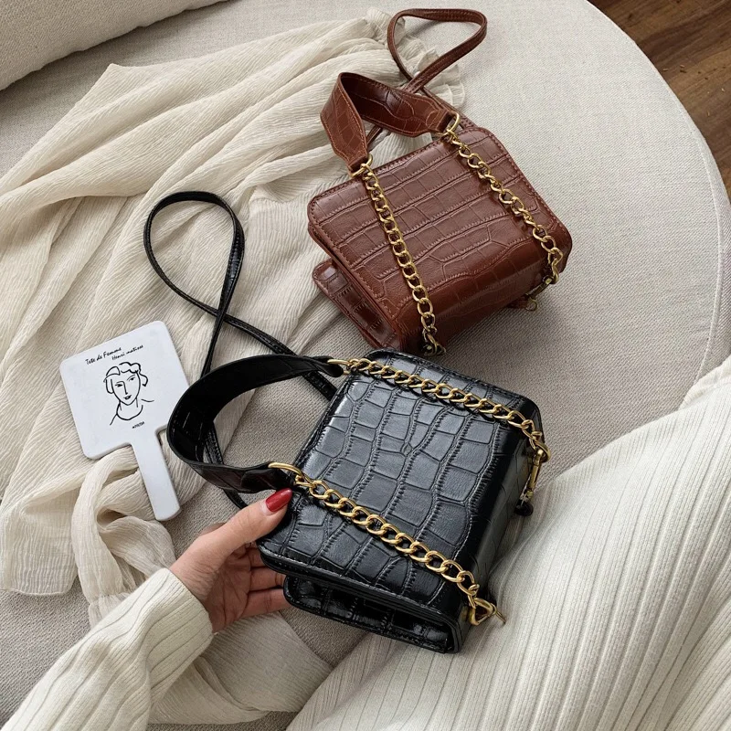 Сумка крокодиловая Женская модный однотонный саквояж на плечо Роскошный