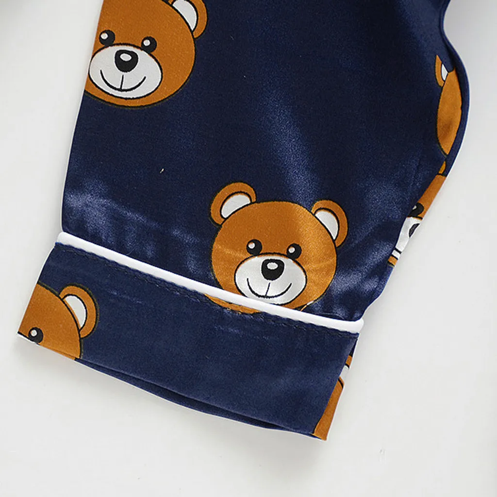 2021 Autumn Winter Fashion Kids Baby Boy Girls Long Sleeve Cartoon Bear Tops+Pants Outfits Pajamas Sleepwear Set Drop Shipping | Детская