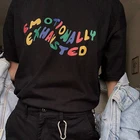 Женская готическая Футболка Harajuku, топы с коротким рукавом и принтом эмоциональных эмоций, модная повседневная футболка, женская одежда, футболки