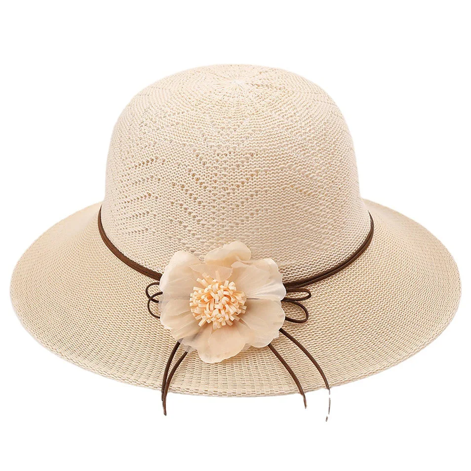 Новые модные женские соломенная шляпа от солнца летнее платье с цветочным