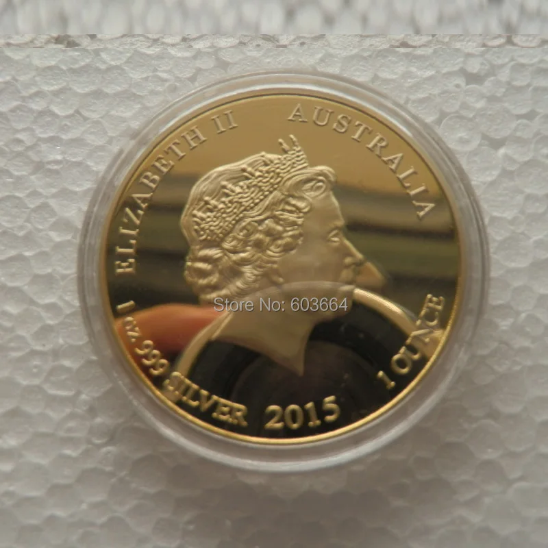 

2015 год козы 1 унций позолоченная китайская памятная монета зодиака 10 шт./лот