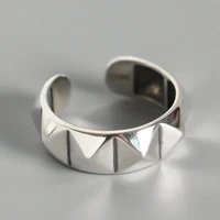 yizizai temperament glossy rhombus ring opening ring silver color ring jewelry for women gifts party