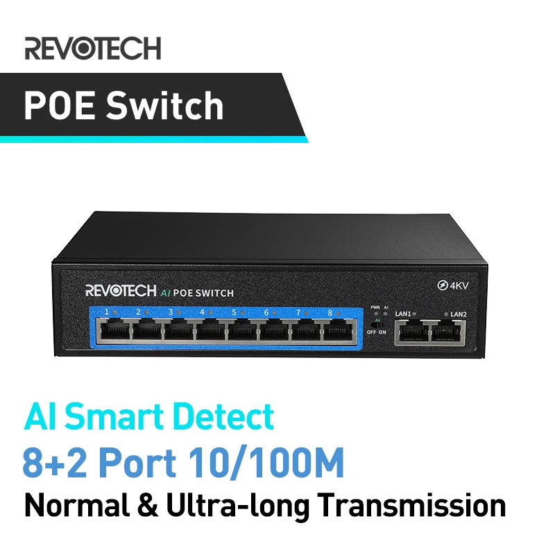 Коммутатор POE IEEE802.3af 8 + 2 портов 10/100 м 120 Вт 48 В|Коробки передач и кабели| |