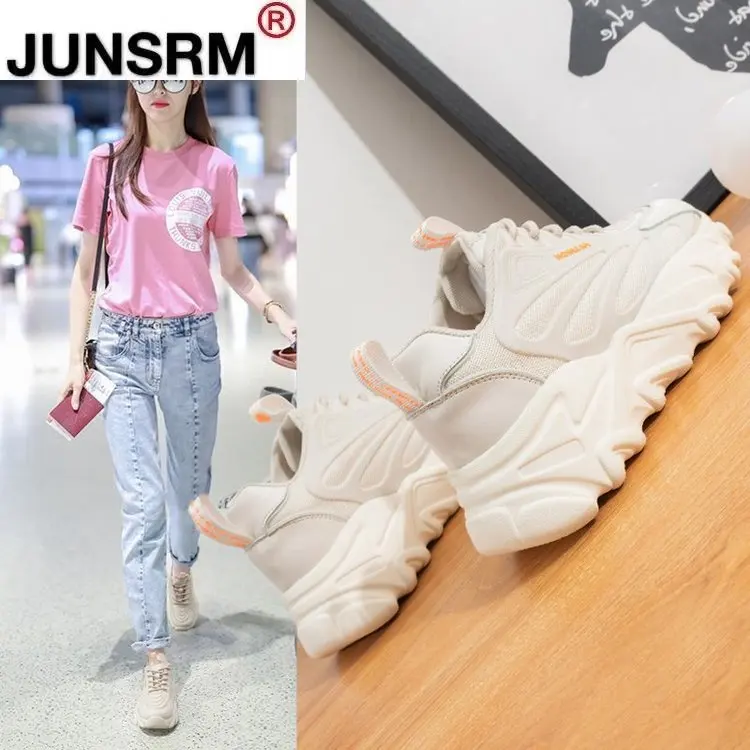 

2021 New Casual Shoes Women Chunky Sneakers Fashion Shoes for Women Spring Black Shoes Platform Sneaker Vulcanize Shoes