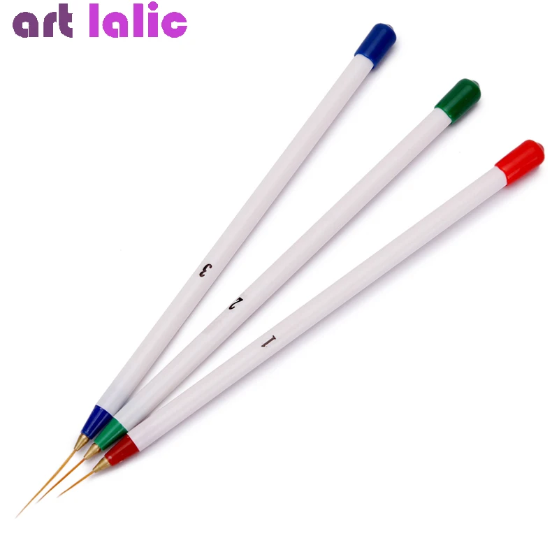 

3Pcs Nail Art Tips Tools Polish Pen Brush Drawing Stripe Liner Dotting DIY Decorations