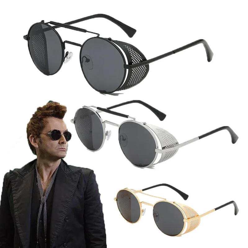 

Good Omens Devil Crowley David Tennant Sunglasses Cosplay Props Retro Round Metal Sunglasses Steampunk Men Women Glasses