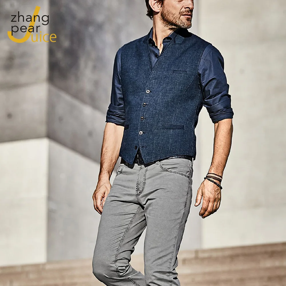 

Men's Waistcoat Jackets Vest 2021 Summer New Solid Color Work Sleeveless Vest Blazer Men Waistcoat