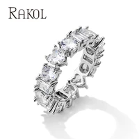 rakol fashion style inlaid zircon diy geometry simple ladies rings wedding jewelry modern earrings 2021 trend rp2312