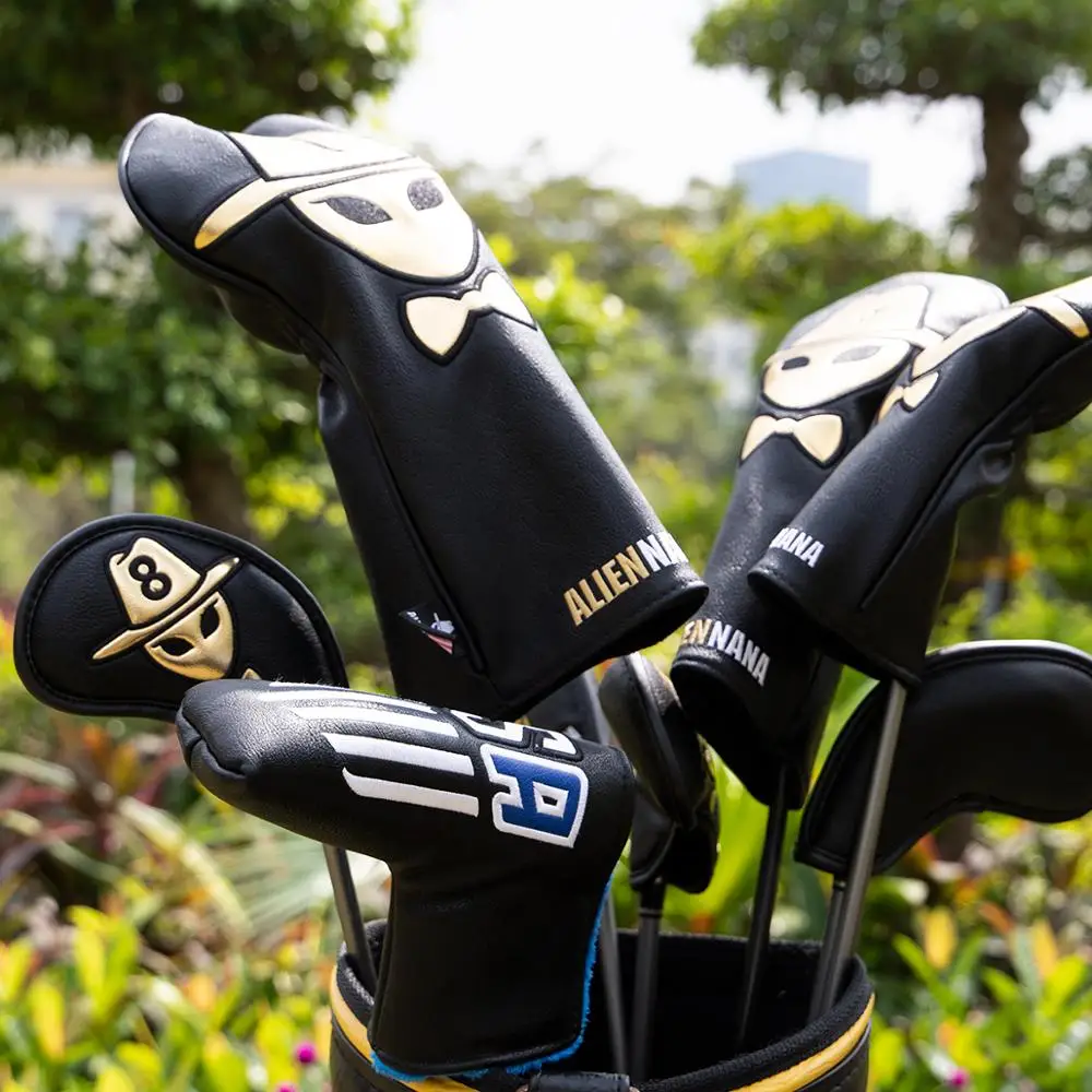 Чехол для клюшки гольфа чехол головы кожаный Aliennana США с вышивкой и магнитной