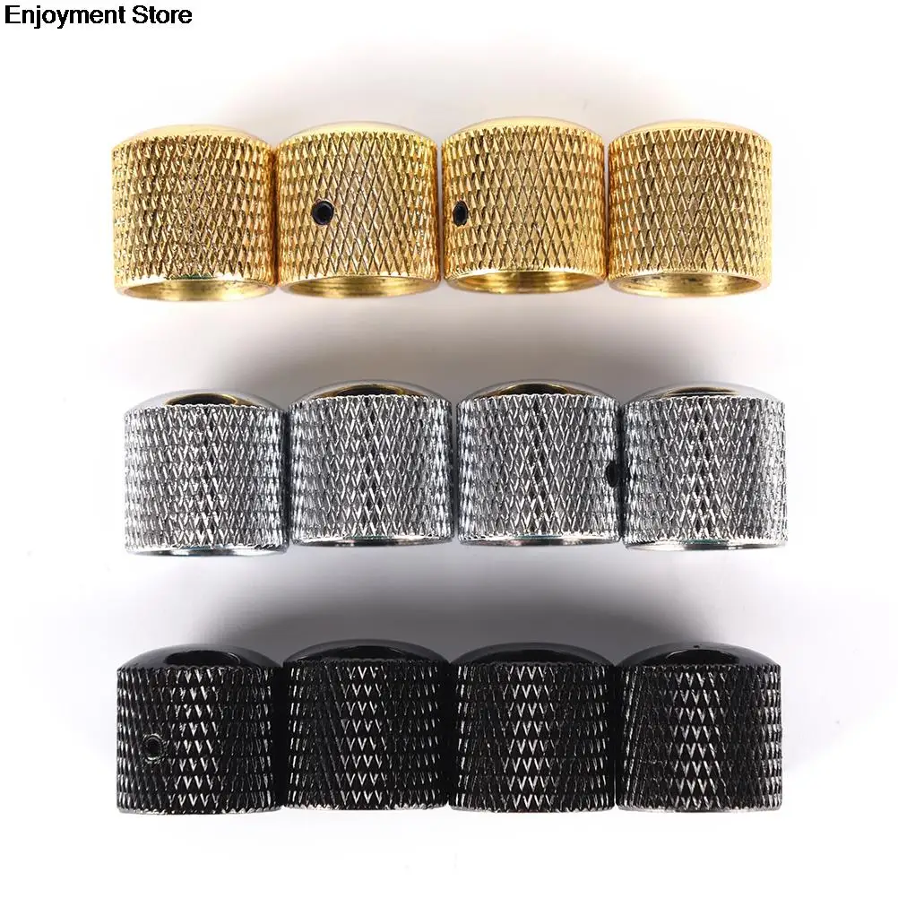 

4Pcs Metal Electric Bass Guitar Volume Tone Control Knobs Dome Knobs+Wrench Guitar Parts & Accessories Black,gold,silver color