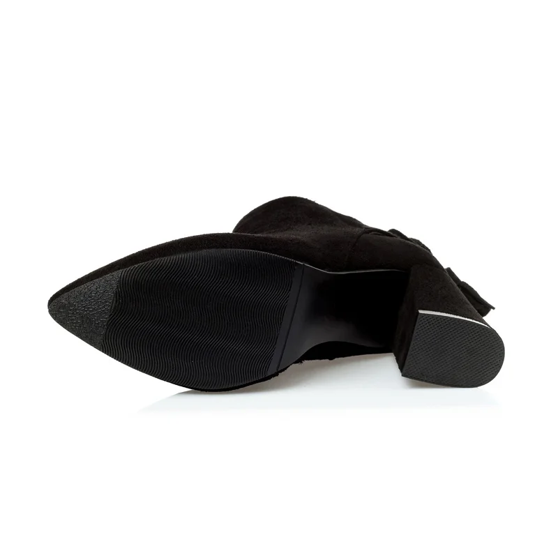 Женские замшевые ботинки женские ботильоны с бахромой и боковой молнией женская