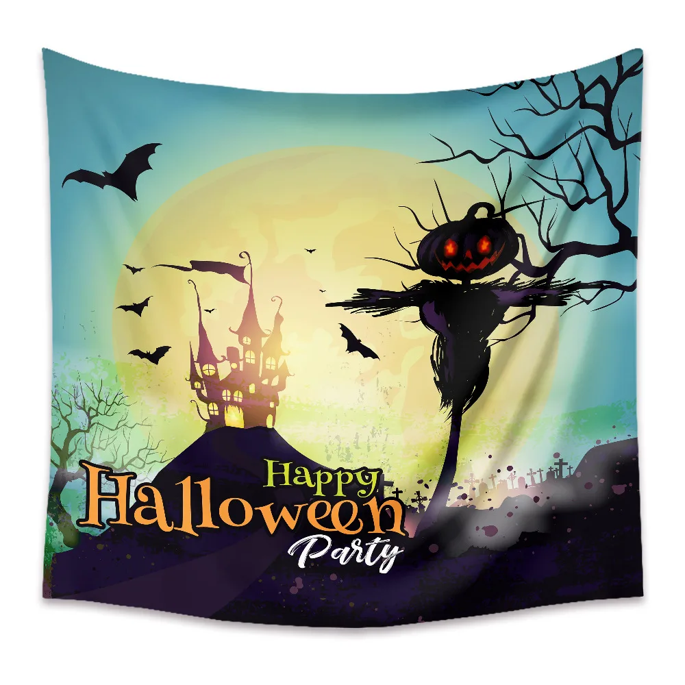 

Halloween Tapestry Poster Blanket Tapestries Skull Skeleton Pumpkin Party Flag Wall Hanging Art Decorative Home Decor XF1046-13