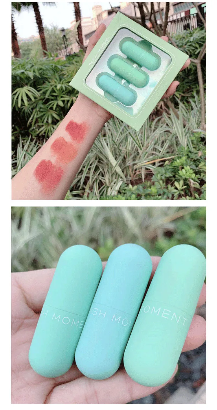 3 шт. мини капсульные матовые глазури для губ водостойкий стойкий натуральный