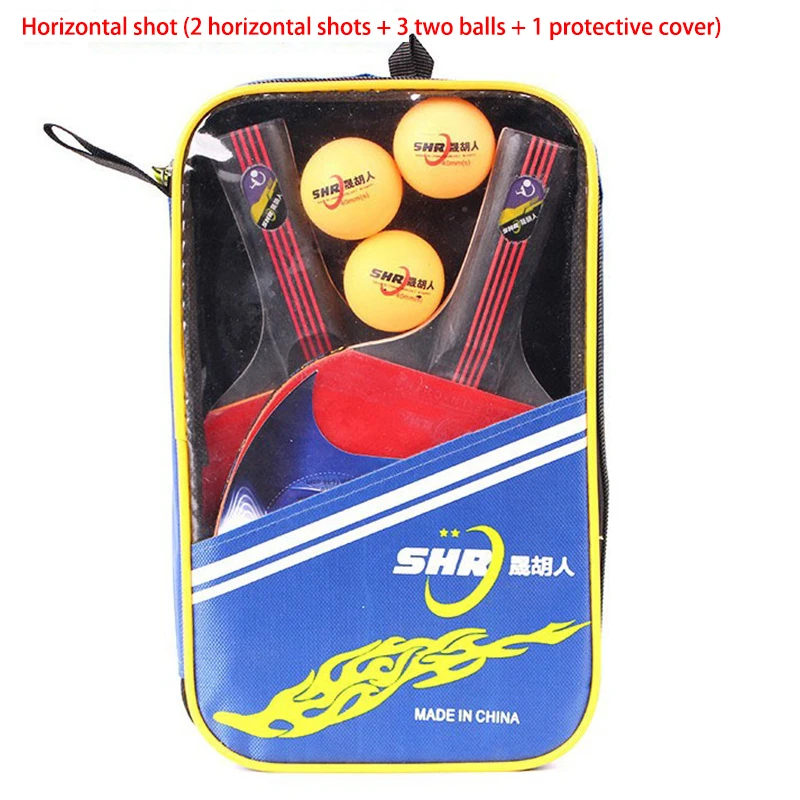 

2021 New Lightweight Durable Table Tennis Racket Set Pimples In Straight Horizontal Grip Ping Pong Paddle Set for Club Beginner