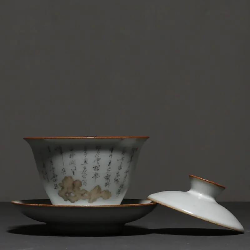 Винтажная керамическая чашка с крышкой 130 мл|Пиалы для чая| |