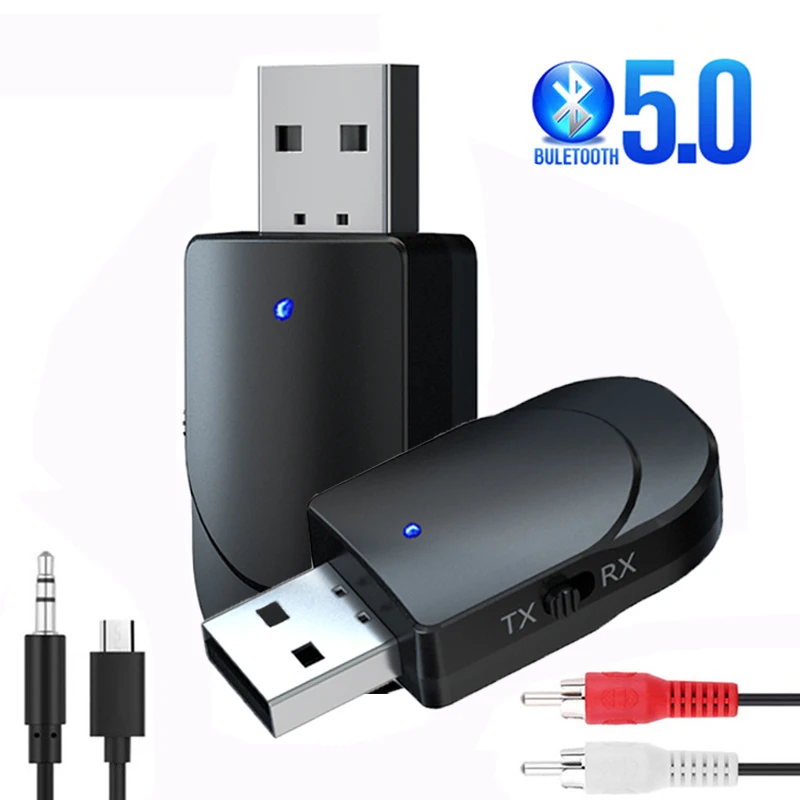 Bluetooth 5 0 аудио ресивер передатчик 3 мм разъем AUX USB Музыкальный беспроводной