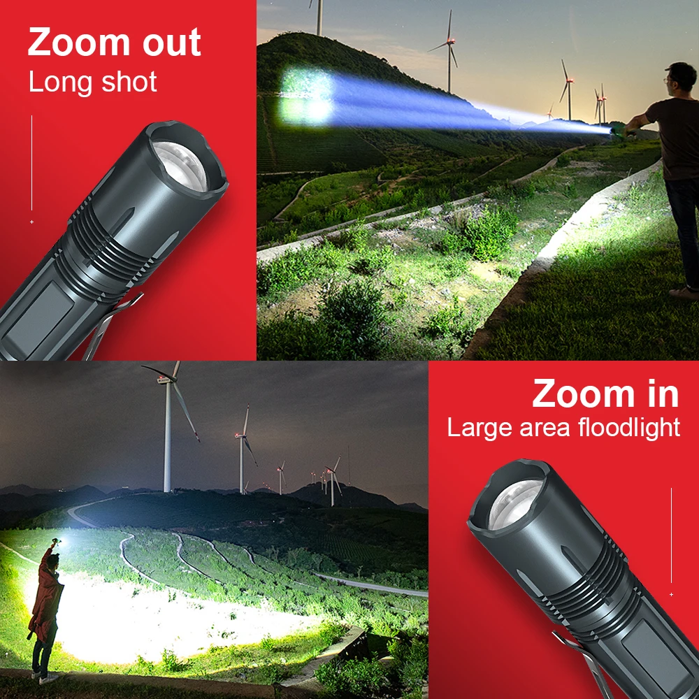 

Powerful tactical flashlight Torch hunting XHP50 long-range shooting light Led torch 18650 waterproof self-defense flashlight