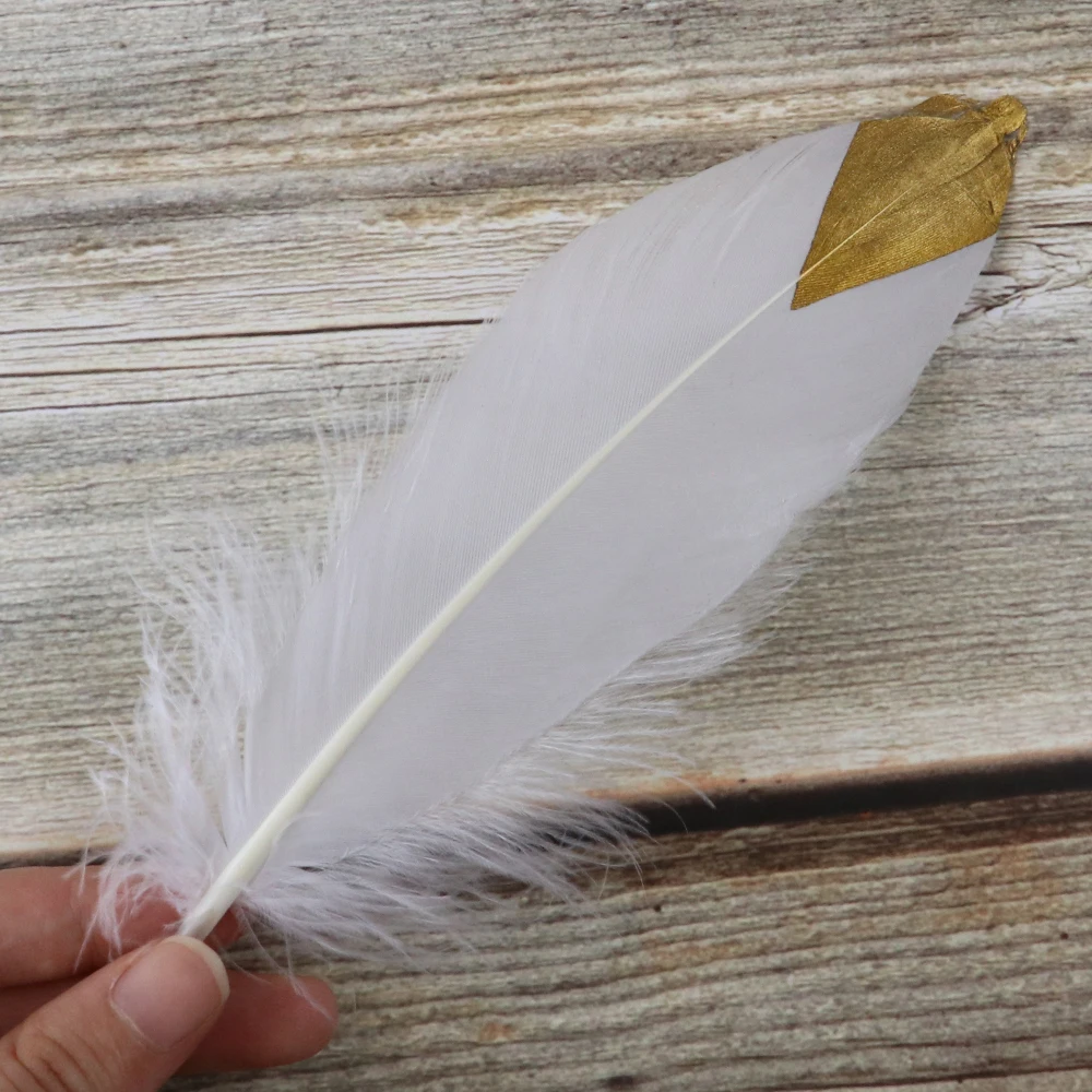 10 шт. крашеные золотые натуральные белые гусиные перья вечерние украшения для