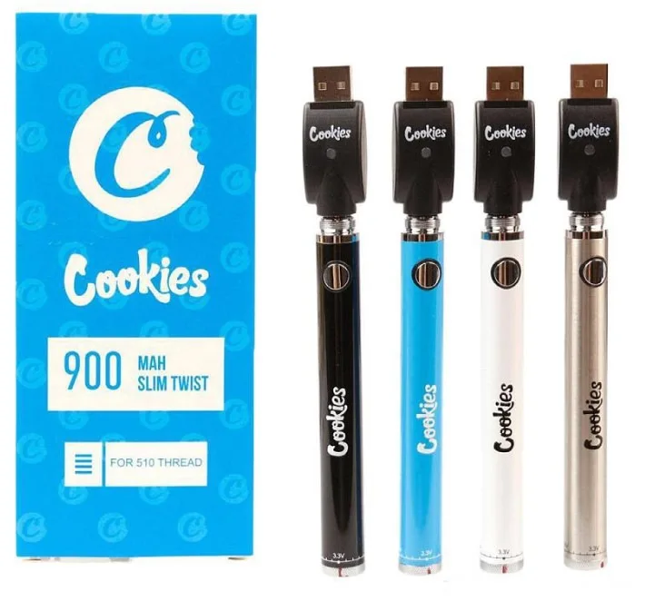 spc Cookies Twist Battery SF Slim 350/900mAh Bottom 3.3-4.8V Preheat VV Vape Pen Battery Usb Charger For 510 Thick Oil Cartridge