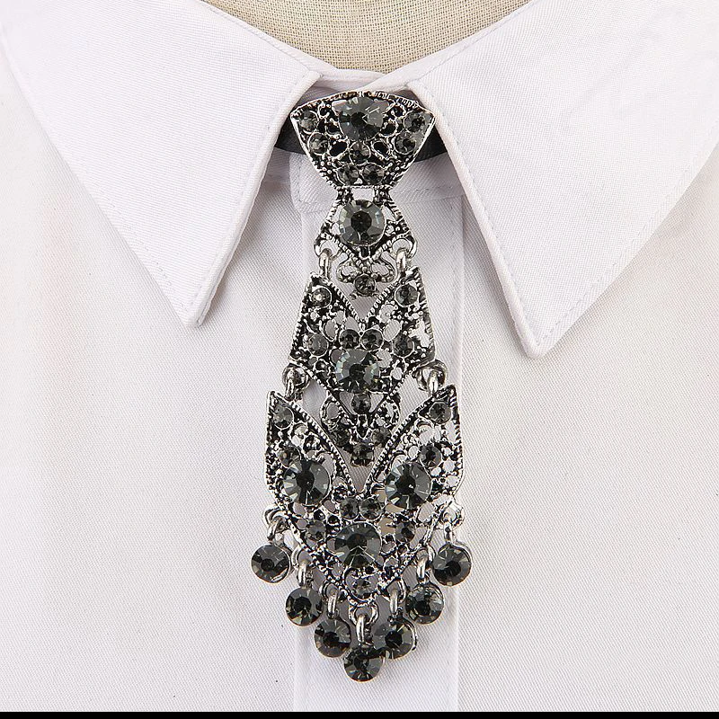 

Fashion Personality Crystal Neckties Trendy General Korean Wine Party Wedding Ceremony Metal Short Luxury Tie Men Accessories