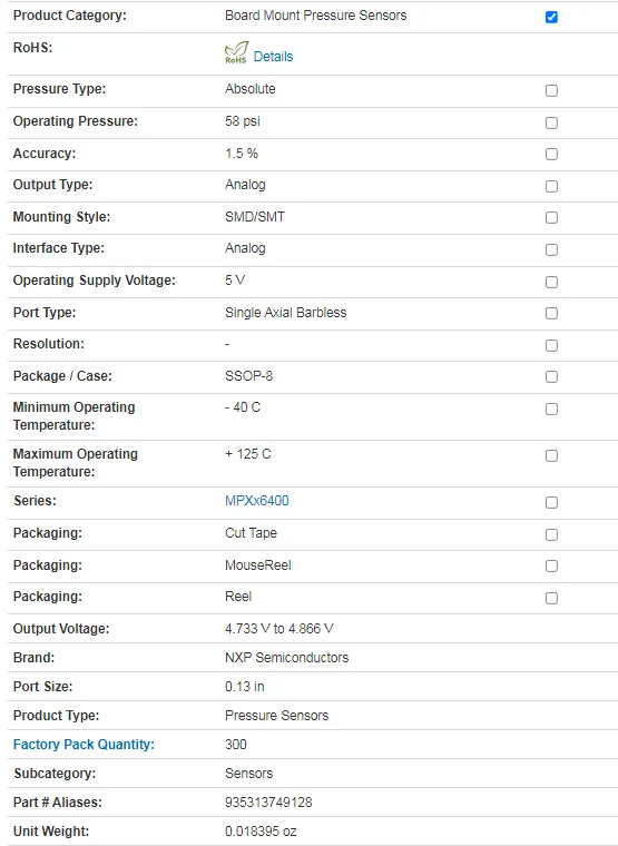 Оригинальный MPXHZ6400AC6T1 MPXHZ6400A датчик давления ic чип MPXHZ6400 8-SSOP |