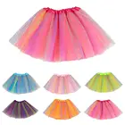 Новая юбка для маленьких девочек детская юбка-пачка из тюля для танцев и балета, Радужный костюм для малышей, юбка мини-юбка из плотной ткани разных цветов, xs