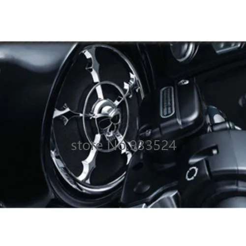 Chrome Skull Speaker Grills Cover For Harley- Touring Electra Glide FLHT Street Tri | Автомобили и мотоциклы