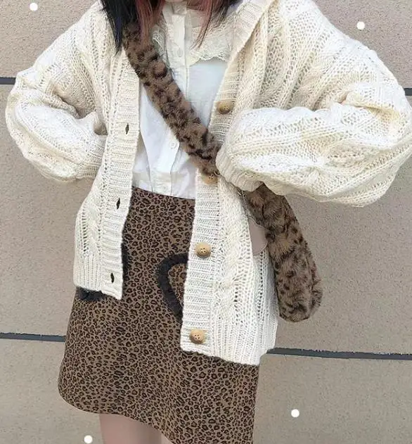 

Новинка 2021, кардиган, свитер, женские повседневные куртки с узором, свободные вязаные топы, винтажная женская одежда H490