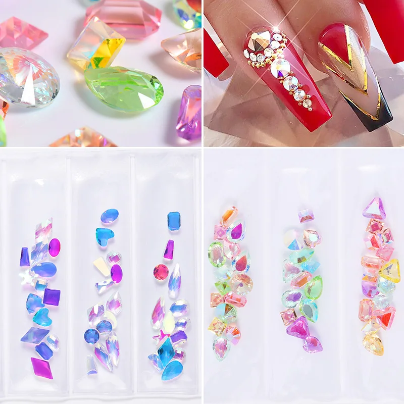 Стразы для ногтей украшение кристалл разноцветный ромб алмаз параллелограмма