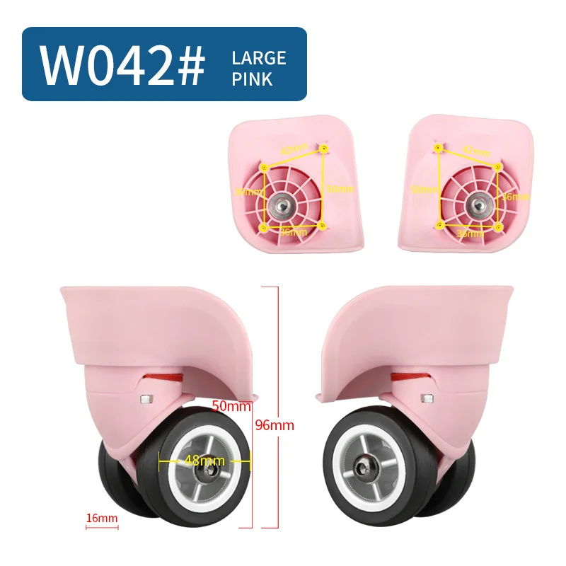 W042 Large Pink Тележка для ремонта, универсальные колеса, аксессуары, запчасти, колеса, обслуживание, пароль, чемодан, багажные тапочки, Универсальные ролики для багажа - Цвет: W042 Large Pink
